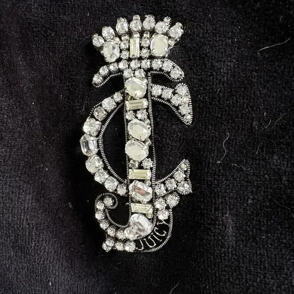 Vintage Juicy Couture Handbag Y2K Black Velour Shoulder Bag Big Rhinestones Bow - Picture 2 of 16